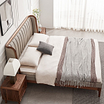 Кровать двуспальная с мягким изголовьем Moon Walnut Bed варинант исполнения - 4 | Loft Concept в Орле