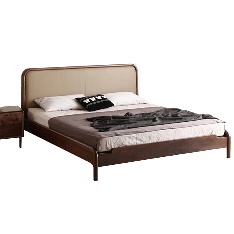 Кровать с каркасом из дерева и мягким изголовьем Moon Walnut Bed Орех Кровать с каркасом из дерева и мягким изголовьем Moon Walnut Bed Орех в Орле | Loft Concept