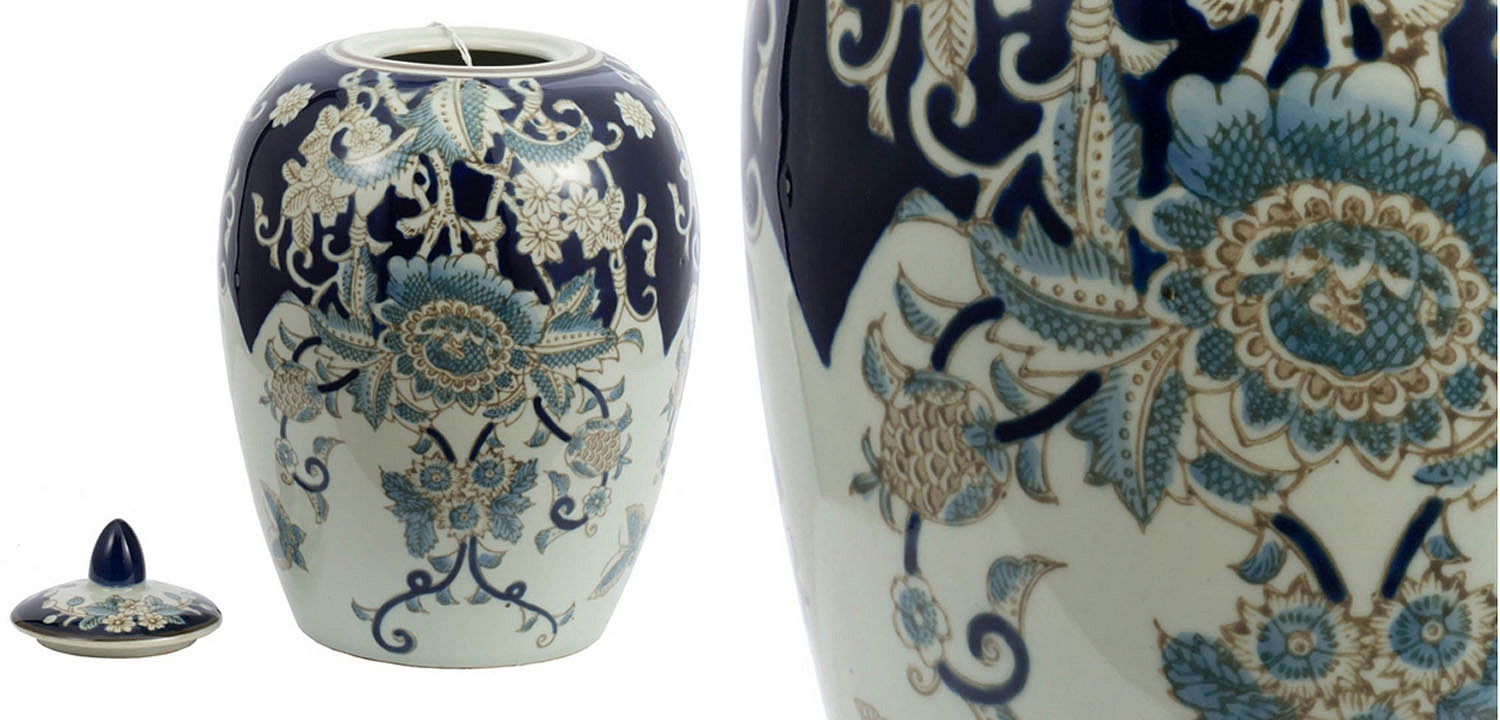 Ваза с крышкой Blue & White Ornament Vase barrel Ваза с крышкой Blue & White Ornament Vase barrel - Loft-Concept в Орле