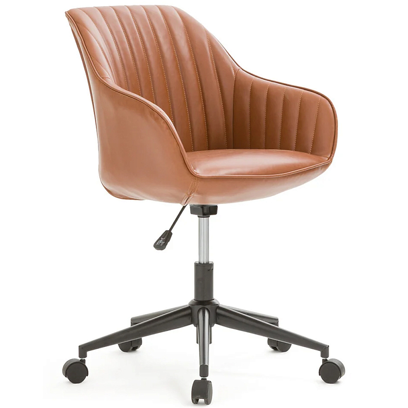 Вращающееся кресло на колёсах Alis Chair Коричневый Черный Хром Вращающееся кресло на колёсах Alis Chair Коричневый Черный Хром в Орле | Loft Concept
