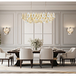 Люстра овальная с многослойными белыми и прозрачными подвесками Character Chandelier варинант исполнения - 6 | Loft Concept в Орле