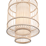 Подвесной светильник из деревянных прутьев с плафоном из натуральной ткани Light Inside the Cell варинант исполнения - 5 | Loft Concept в Орле
