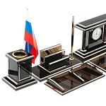 Настольный письменный набор с часами из природного камня обсидиана Team leader варинант исполнения - 3 | Loft Concept в Орле