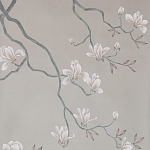 Обои ручная роспись Magnolia Canopy Original Colourway on Oyster Shell metallic silk варинант исполнения - 2 | Loft Concept в Орле