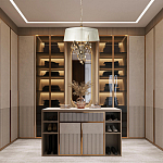 Люстра подвесная круглая с тканевым полупрозрачным абажуром и подвесками 4 лампы Gilded Elegance варинант исполнения - 8 | Loft Concept в Орле