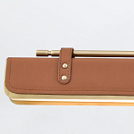 Подвесной светильник линейный латунного цвета в кожаном коричневом чехле и декоративными ремешками Alora варинант исполнения - 4 | Loft Concept в Орле