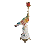 Подсвечник с попугаем из фарфора с бронзовыми элементами Eden Garden варинант исполнения - 3 | Loft Concept в Орле