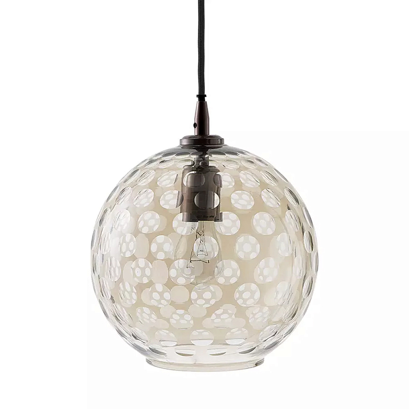 Подвесной светильник с плафоном в форме шара из стекла с рельефным узором Glass Pattern Lamp Коричневый Подвесной светильник с плафоном в форме шара из стекла с рельефным узором Glass Pattern Lamp Коричневый в Орле | Loft Concept