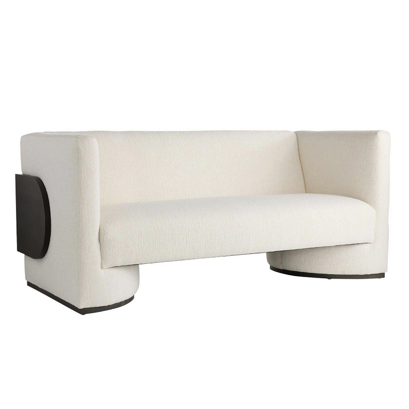 Дизайнерский Двухместный диван Florida Sofa  с элегантным деревянным декором  Белый Черный в Орле | Loft Concept 