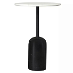 Кофейный столик с белой мраморной столешницей на черном основании Tall Coffee Black and White Table варинант исполнения - 3 | Loft Concept в Орле