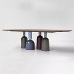 Обеденный стол деревянный с разноцветными фигурными ножками Cop варинант исполнения - 1 | Loft Concept в Орле