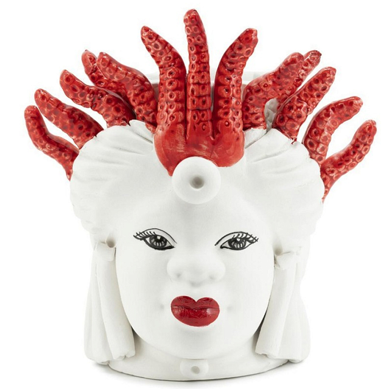 Ваза Vase Moro Lady Small Medusa Red Белый Красный Ваза Vase Moro Lady Small Medusa Red Белый Красный в Орле | Loft Concept