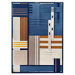 Панно из шнура Синяя геометрическая абстракция wall panel line Blue варинант исполнения - 4 | Loft Concept в Орле