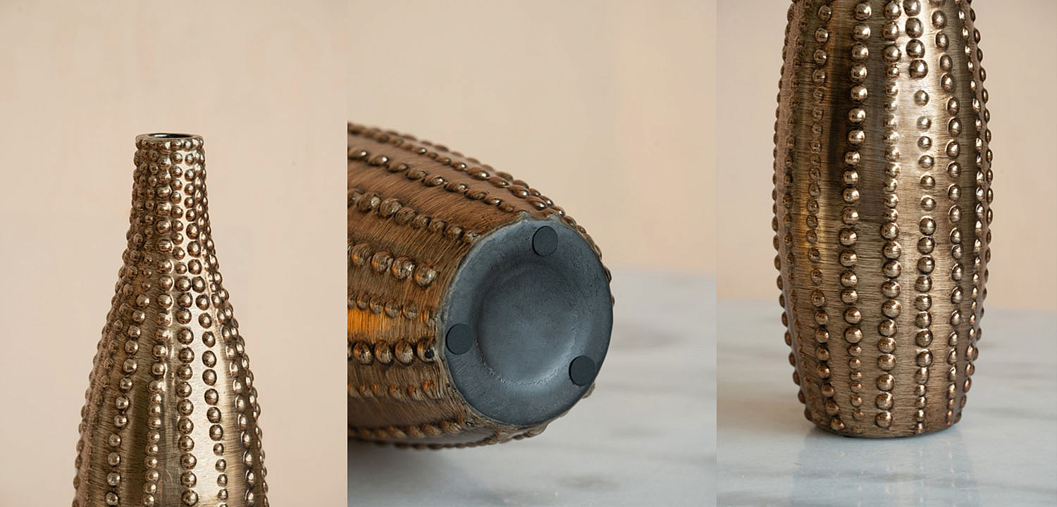 Ваза Ribbed Vase Narrow Throat bronze-gold 34 Ваза Ribbed Vase Narrow Throat bronze-gold 34 - Loft-Concept в Орле