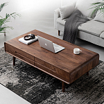 Кофейный стол из массива дерева с выдвижными ящиками Coffee Walnut Table варинант исполнения - 1 | Loft Concept в Орле