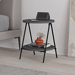 Стол приставной с 2-мя круглыми столешницами цвета антрацит ESSEL SIDE TABLE ANTHRACITE варинант исполнения - 3 | Loft Concept в Орле