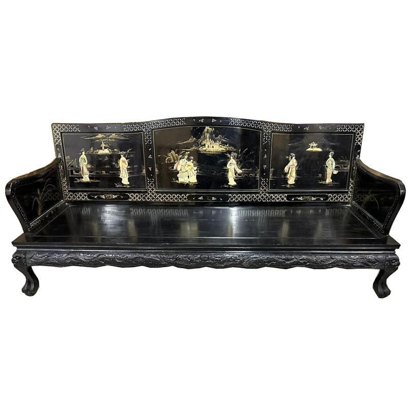 Большая Скамья Шинуазри Large Chinoiserie Bench Chinese Park Черный матовый Золотой Бежевый Большая Скамья Шинуазри Large Chinoiserie Bench Chinese Park Черный матовый Золотой Бежевый в Орле | Loft Concept