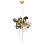 Люстра подвесная со стеклянными плафонами из дымчатого и золотистого с шестью вертикальными подвесками Gilded Mirage  варинант исполнения - 2 | Loft Concept в Орле