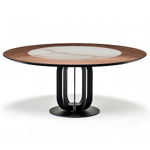 Обеденный стол круглый на чёрном фигурном основании Bosnia dinning table