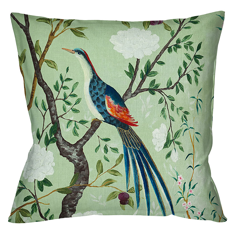 Декоративная подушка Beige and Green Chinoiserie 5 Зеленый шалфей Бежевый Декоративная подушка Beige and Green Chinoiserie 5 Зеленый шалфей Бежевый в Орле | Loft Concept