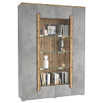 Шкаф-витрина с фасадом серого цвета 4-х дверная Grace of Furniture варинант исполнения - 1 | Loft Concept в Орле