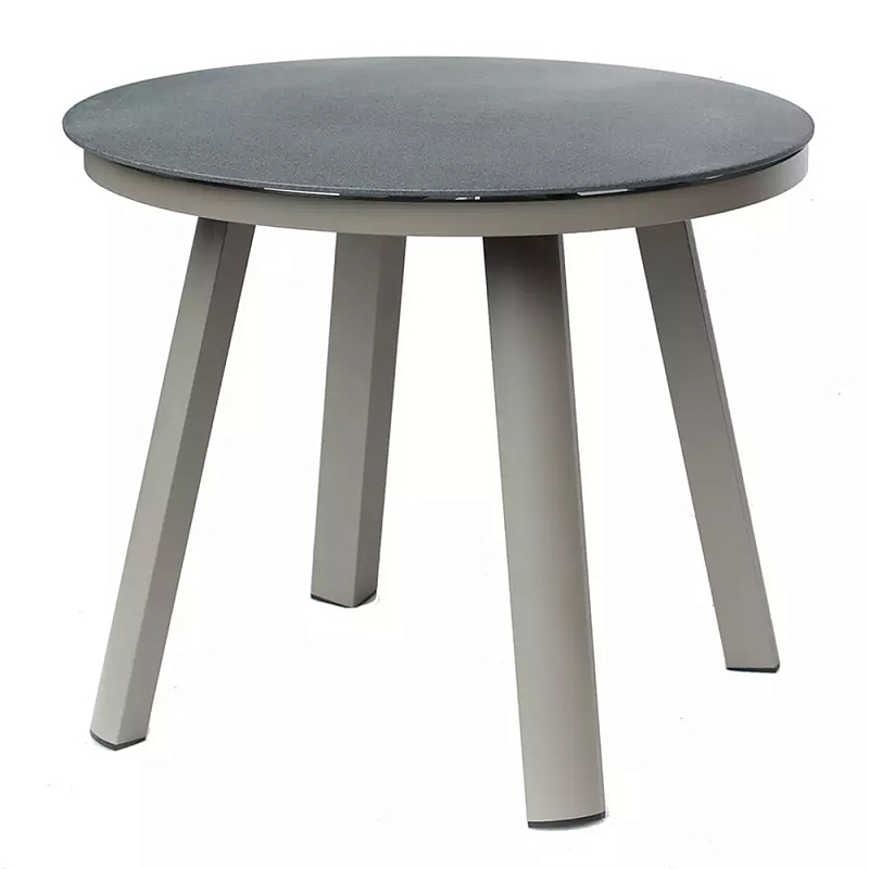 Круглый обеденный стол с стеклянной столешницей на 4-х ножках Perfectly Smooth Surface Бежевый Серый в Орле | Loft Concept 