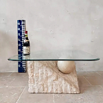 Дизайнерский журнальный стол в виде раковины с жемчужиной под прозрачной столешницей Fahin варинант исполнения - 3 | Loft Concept в Орле