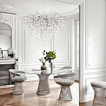 Люстра подвесная с прозрачными стеклянными подвесками в форме капель Диаметр 100 см Droplet Chandelier варинант исполнения - 21 | Loft Concept в Орле