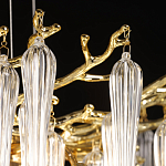 Люстра золотого цвета с декоративными ветками и длинными прозрачными стеклянными подвесами в форме сосулек Droplet Chandelier варинант исполнения - 6 | Loft Concept в Орле