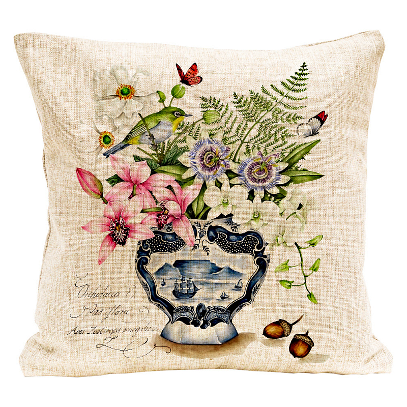Декоративная подушка Exotic Bouquet Pillow Мульти Бежевый Декоративная подушка Exotic Bouquet Pillow Мульти Бежевый в Орле | Loft Concept