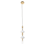 Подвесной светильник с белыми фигурными стеклянными элементами и бронзовыми вставками Высота 100 см Gabriel Scott Luna варинант исполнения - 4 | Loft Concept в Орле