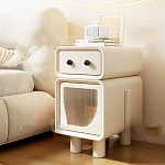 Тумбочка прикроватная с ящиком и стеклянной дверцей Робот Robot Bedside варинант исполнения - 2 | Loft Concept в Орле