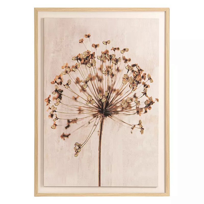 Панно с растительными мотивами в прямоугольной раме Floral Motif Бежевый Черный в Орле | Loft Concept 