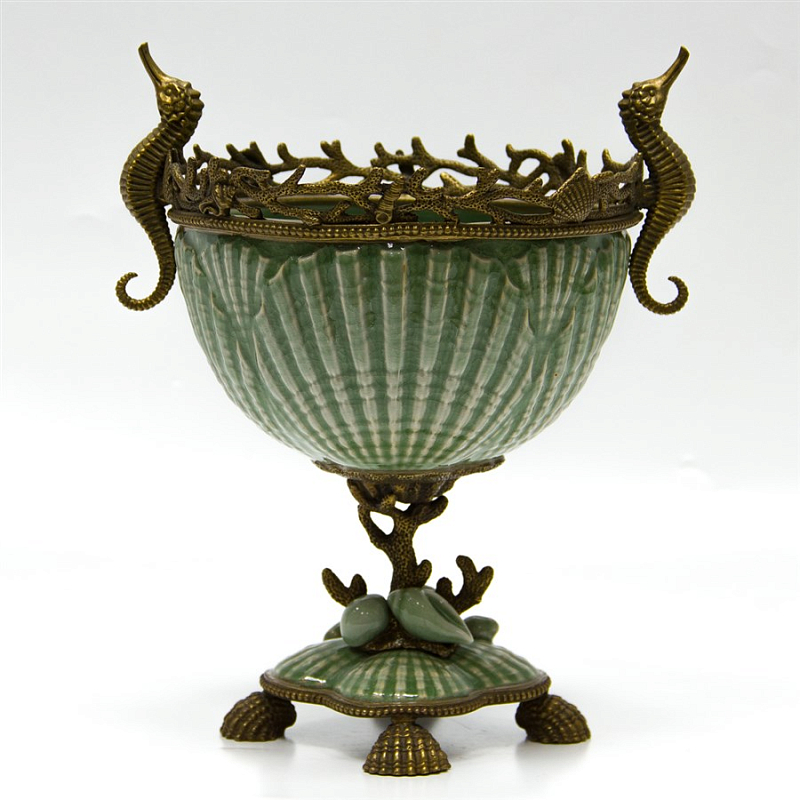Ведро для льда Sophisticated Green & Seahorses Зеленый шалфей Бронза Ведро для льда Sophisticated Green & Seahorses Зеленый шалфей Бронза в Орле | Loft Concept