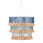 Люстра трехъярусная с декором из круглых деревянных бусин с кисточками Blue Wooden Beads Chandelier варинант исполнения - 1 | Loft Concept в Орле