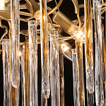 Люстра подвесная золотого цвета с разветвленными ветвями и прозрачными стеклянными подвесками Droplet Chandelier варинант исполнения - 5 | Loft Concept в Орле