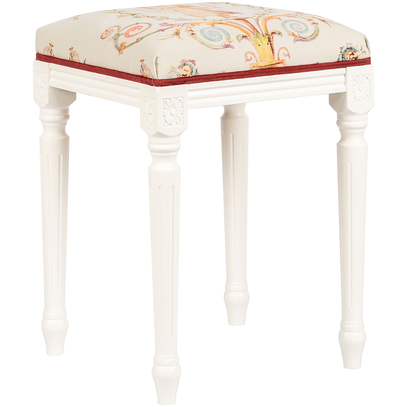Банкетка одноместная из массива бука бежевая с растительным орнаментом Raffael Beige Floral Banquette Белый Бежевый Мульти Банкетка одноместная из массива бука бежевая с растительным орнаментом Raffael Beige Floral Banquette Белый Бежевый Мульти в Орле | Loft Concept