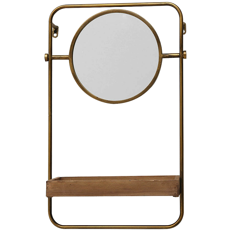 Настенное зеркало с полкой Roy Metal Mirror Коричневый Латунь в Орле | Loft Concept 