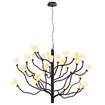 Люстра подвесная черного цвета с ветвями и белыми фарфоровыми цветами Floralis варинант исполнения - 11 | Loft Concept в Орле