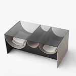 Дизайнерский журнальный стол с полукруглыми полками под столешницей Tiwoberoc варинант исполнения - 1 | Loft Concept в Орле