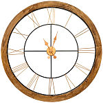 Часы настенные деревянные с римскими цифрами бронзового цвета Clock with History варинант исполнения - 1 | Loft Concept в Орле