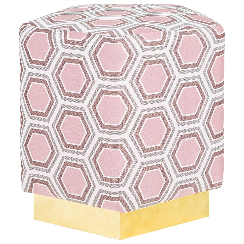 Пуф Hexagon Pink Geometry Латунь Розовый пастельный Белый в Орле | Loft Concept 