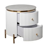 Тумбочка белая круглая с мраморной столешницей Thoroughbass варинант исполнения - 5 | Loft Concept в Орле