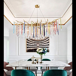 Люстра на подвесе с каркасом из металла и цветными подвесками из стекла Droplet Chandelier варинант исполнения - 4 | Loft Concept в Орле