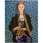 Панно ручная вышивка бисером Портрет девушки в голубых тонах варинант исполнения - 1 | Loft Concept в Орле