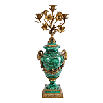 Подсвечник из фарфора с бронзовыми цветочными элементами Malachite Candlestick варинант исполнения - 1 | Loft Concept в Орле