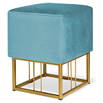 Пуф квадратный голубой велюр на золотом металлическом основании Celeste Blue варинант исполнения - 1 | Loft Concept в Орле