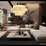 Люстра четырехъярусная с подвесками в форме дисков Cryptocrystalline Stone варинант исполнения - 5 | Loft Concept в Орле