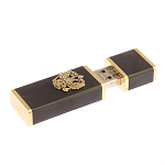 Флешка на 16 гб с декоративной металлической вставкой Герба РФ из натурального камня Обсидиан Черный Stone Flash Drive варинант исполнения - 3 | Loft Concept в Орле