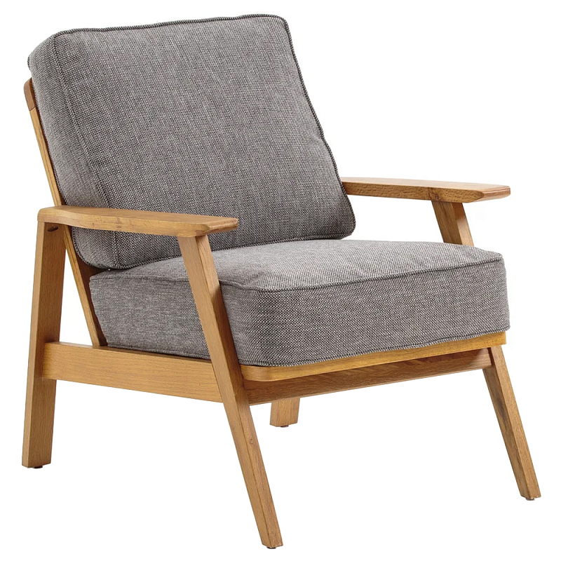 Кресло с каркасом из массива дуба Deniaud Oak Grey Armchair Светлый дуб Серый Кресло с каркасом из массива дуба Deniaud Oak Grey Armchair Светлый дуб Серый в Орле | Loft Concept